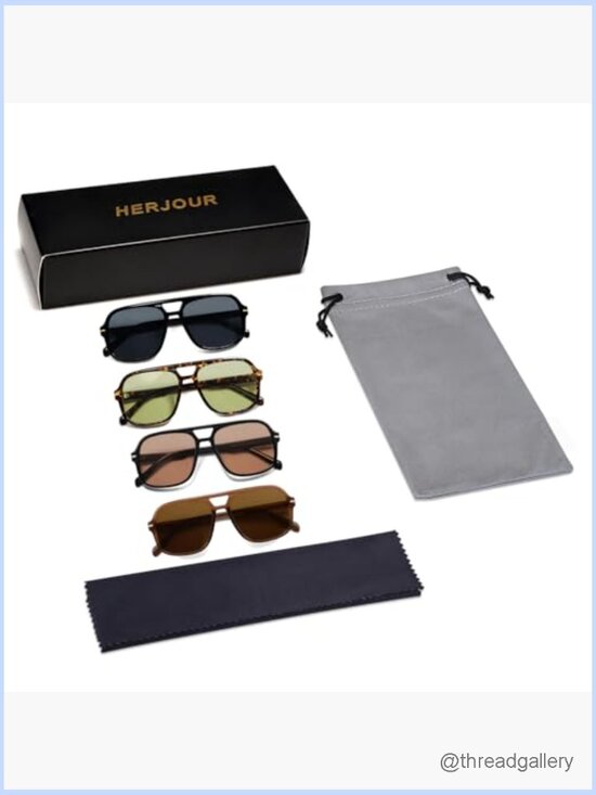 Vintage Oversized Square Aviator Sunglasses Men Women 70s Retro Classic